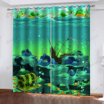 Boat And Treasure Lying On The Deep Sea Blackout Thermal Grommet Window Curtain