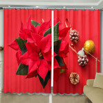 Red Flower Blackout Thermal Grommet Window Curtain