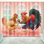 Cartoon Rooster Blackout Thermal Grommet Window Curtain