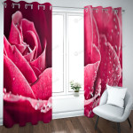 3d Rose With Droplet Printed Window Curtains