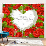 Heart-shape Roses Valentine's Day Gift Printed Window Curtain Home Decor