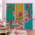 3d Rose Drawing Printed Window Curtain Home Decor