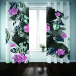Pink Roses Printed Window Curtains