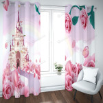 Castle And Roses Printed Window Curtains