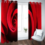 Red Rose Romance Printed Window Curtains