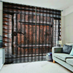 Old Wood Door Blackout Thermal Grommet Window Curtain