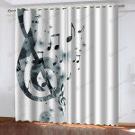 Notation Gray Musical Notes Blackout Thermal Grommet Window Curtain
