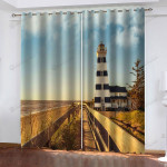 Lighthouse On The Shore Blackout Thermal Grommet Window Curtain