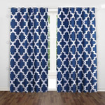 Navy Blue Texture Pattern Blackout Thermal Grommet Window Curtain