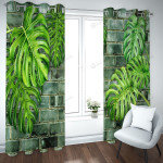 Monstera Deliciosa Green Blackout Thermal Grommet Window Curtain