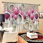 Purple Flower And Circles Blackout Thermal Grommet Window Curtain