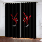 Red Finger Gesture Blackout Thermal Grommet Window Curtain
