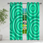 Green Circle Pattern Blackout Thermal Grommet Window Curtain