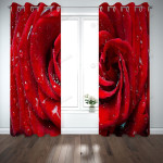3d Close Up Of Rose Printed Window Curtains