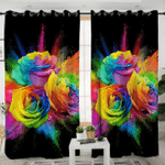 Colorful Rose Pattern Printed Window Curtains