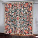 Bohemian Peach Blossoms And Leaves Blackout Thermal Grommet Window Curtain