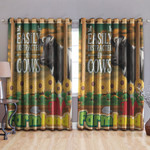 Easily Distracted By Cows And Farmland Sunflower Printed Window Curtains