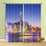 City And River Scenery At Night Blackout Thermal Grommet Window Curtain