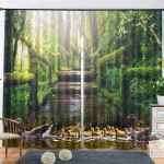 Wooden Stairs And Ducks In The Forest Blackout Thermal Grommet Window Curtain