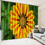 Giant Sunflower Grass Printed Window Curtains