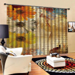 3d Sunflower Collage Printed Window Curtains