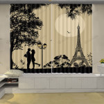 Lovers Under The Tree And Eiffel Tower Blackout Thermal Grommet Window Curtain