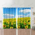 Sunflower Standing Toward The Sunshine Printed Window Curtains