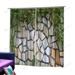 Green Ivy And Stone Wall Blackout Thermal Grommet Window Curtain
