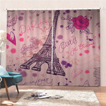 Pink Paris Eiffel Tower Feathers Blackout Thermal Grommet Window Curtain