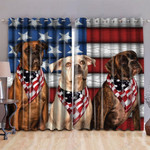 Boxer With American Flag Blackout Thermal Grommet Window Curtain