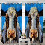 Oilpainted Cow Mugshot Window Curtains