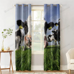Cows In Grassland Printed Window Curtains