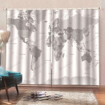 World Map Blackout Thermal Grommet Window Curtain