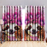 Sloth Purple Flower Printed Window Curtains