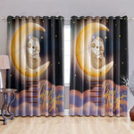 Sloth Sleeping On Waning Moon Printed Window Curtains