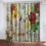 Ancient Tower And Flowers Blackout Thermal Grommet Window Curtain