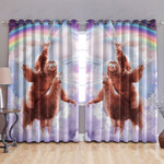 Sloth Rainbow Printed Window Curtains