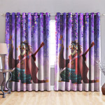 Hippie Sloth Purple Flower Printed Window Curtains