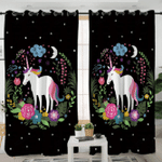 Unicorn Night Stars Printed Window Curtains