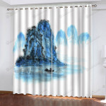 Painting Of Mountain And River Blackout Thermal Grommet Window Curtain