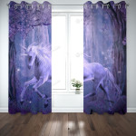 Unicorn In The Forest Printed Window Curtains