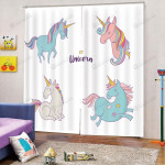 3d Unicorn Cartoon Pattern Printed Window Curtains