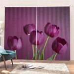 Purple Tulips Flowers Blackout Thermal Grommet Window Curtain