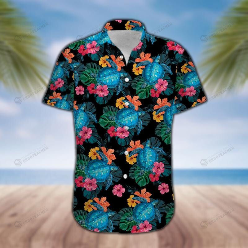 Turtles Hibiscus Tropical Hawaiian Shirts