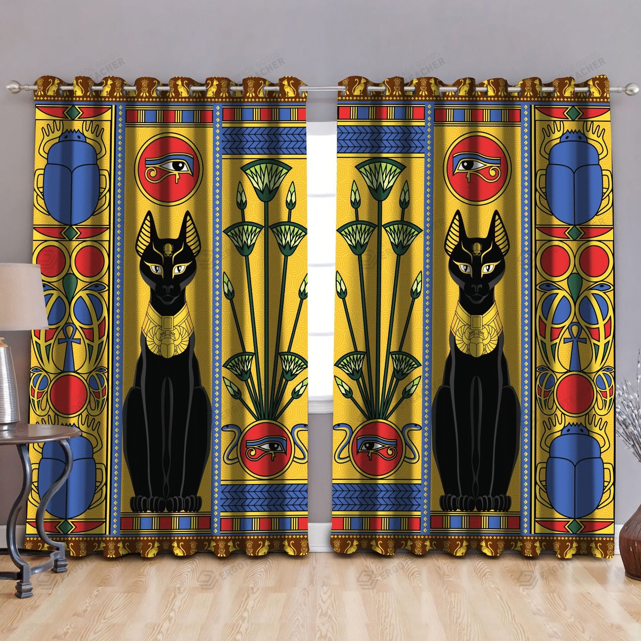 Egyptian Royal Cat Printed Window Curtains
