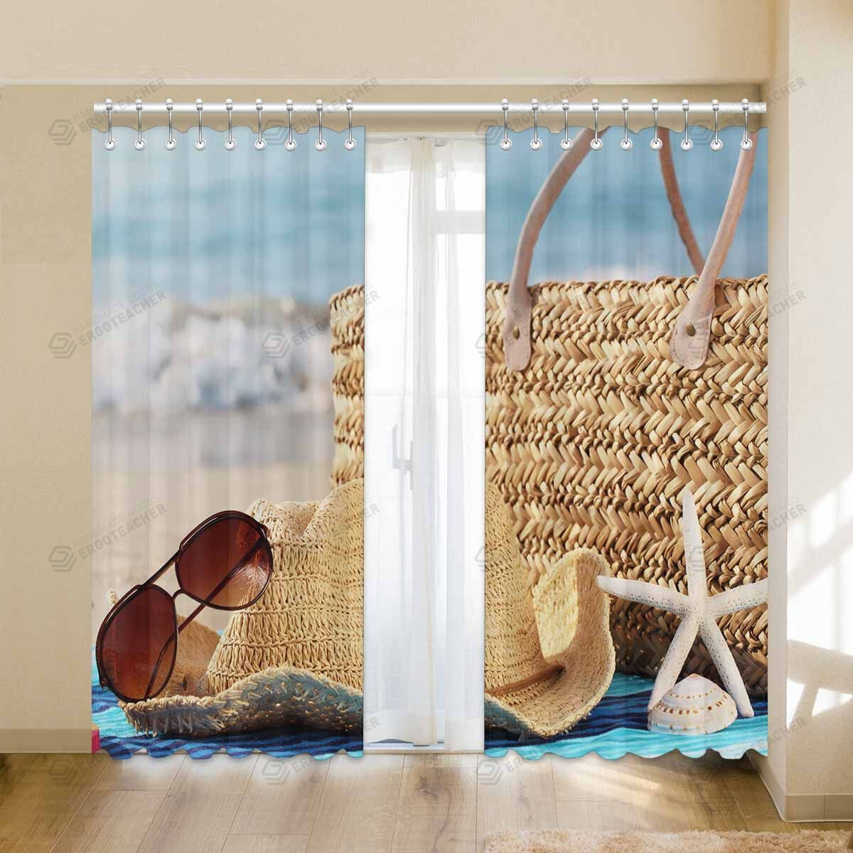 Summer Vacation At Beach Printed Window Curtains