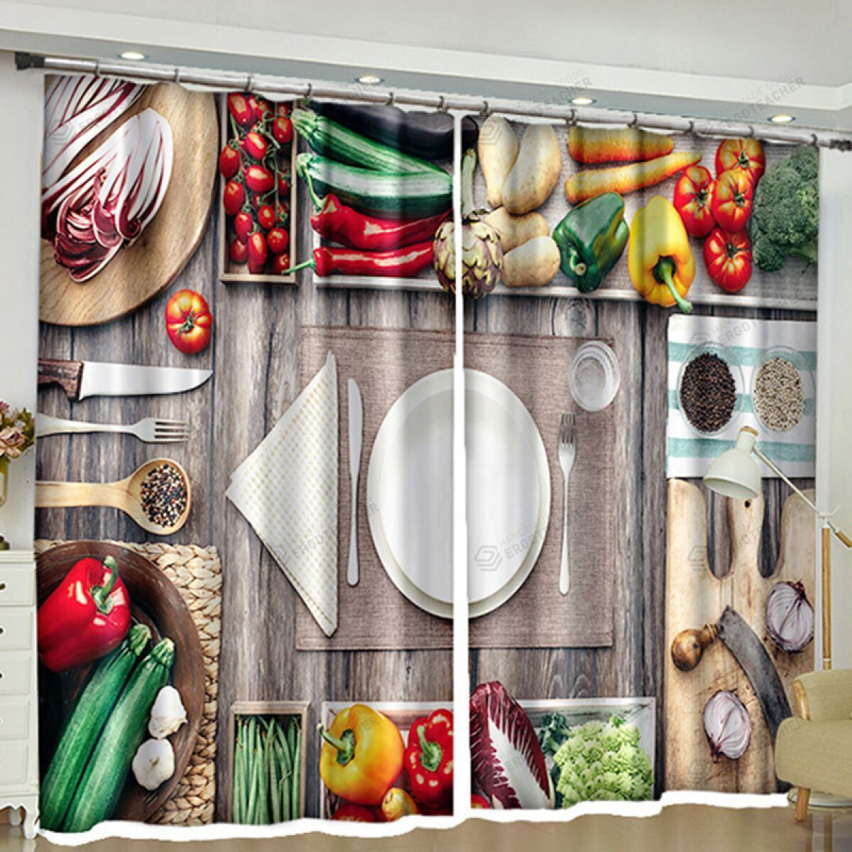 Vegetable Meal Blackout Thermal Grommet Window Curtains