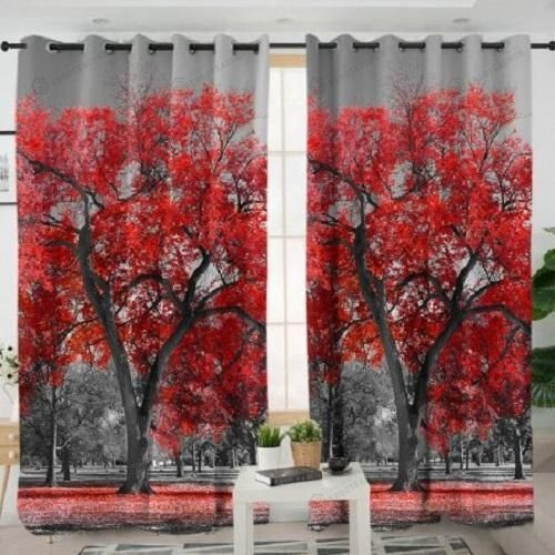 Red Maple Blackout Thermal Grommet Window Curtains