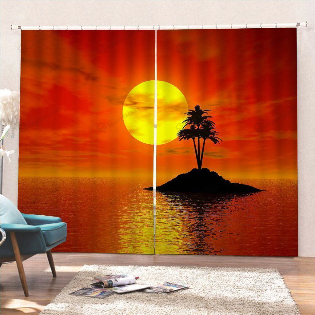 Sunset Sea Sky Blackout Thermal Grommet Window Curtains
