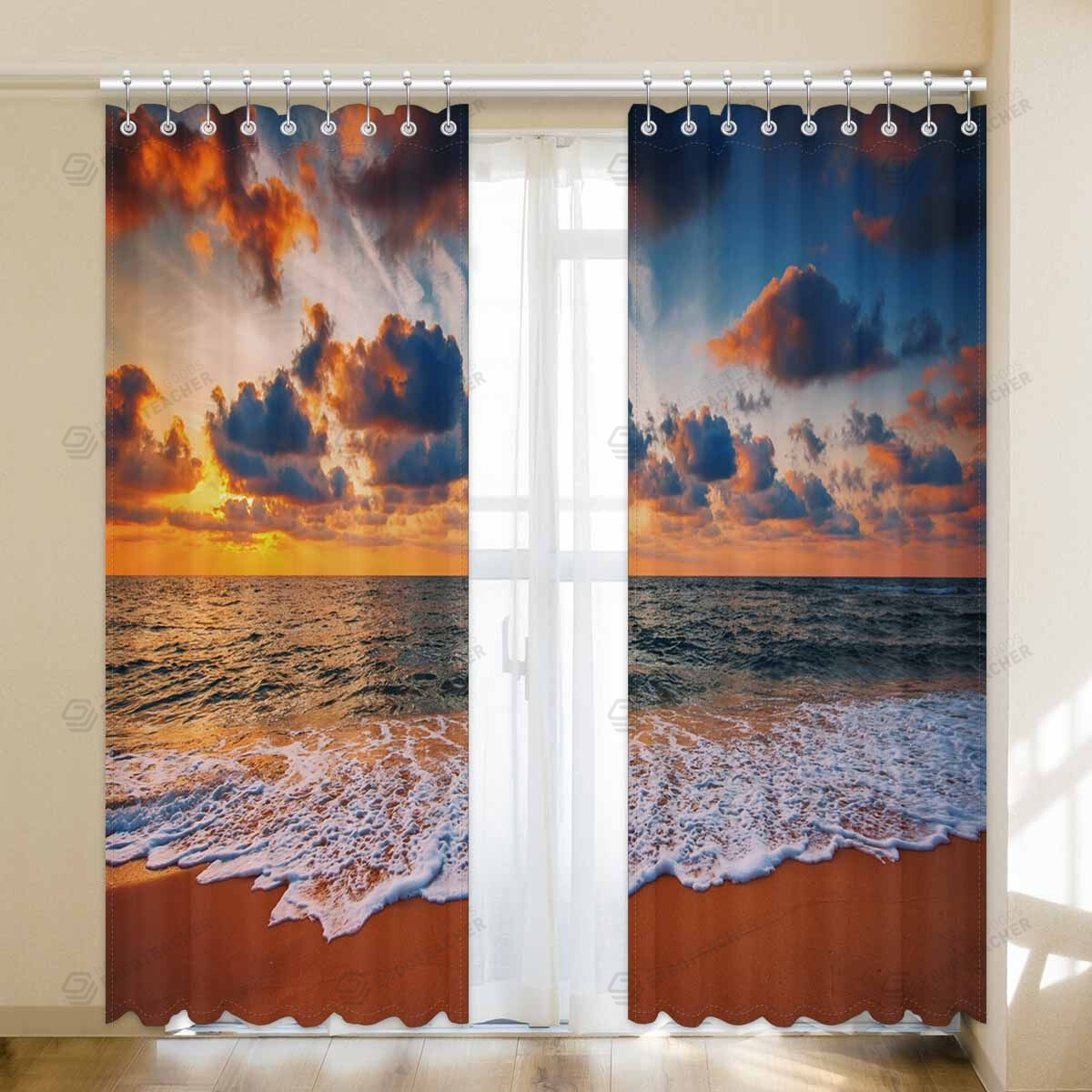 Sunrise Over The Sea Blackout Thermal Grommet Window Curtains